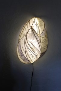 paper, reed and fiber sculpture with LED lighting