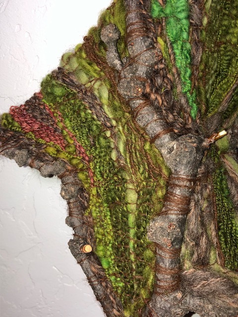 handspun yarns in a tapestry weaving