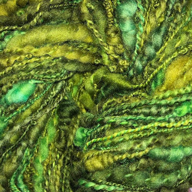 variegated green art yarn for weaving